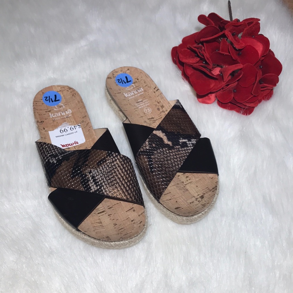 Kanna snake / black leather cork sandal